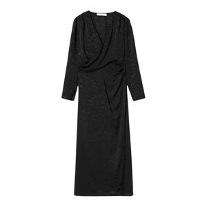 🖤 Mango Black Jacquard Wrap Midi Dress – NWT – Size M US6
